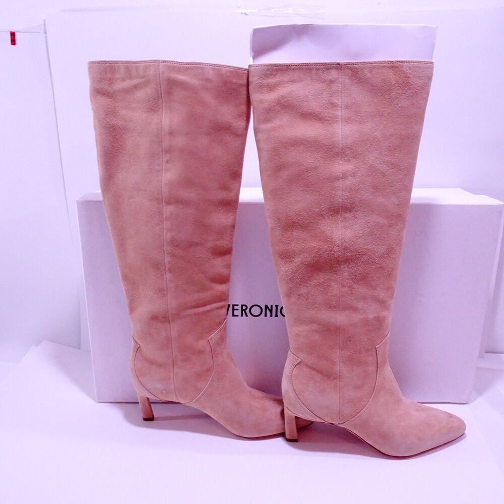 Veronica Beard Kinna Tall Suede Knee High Boots Sz 8 WIDE CALF NIB 780 Sand - Picture 13 of 14